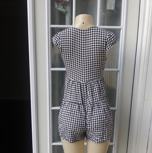 Checkered Black & White Romper - Picture 2 of 11